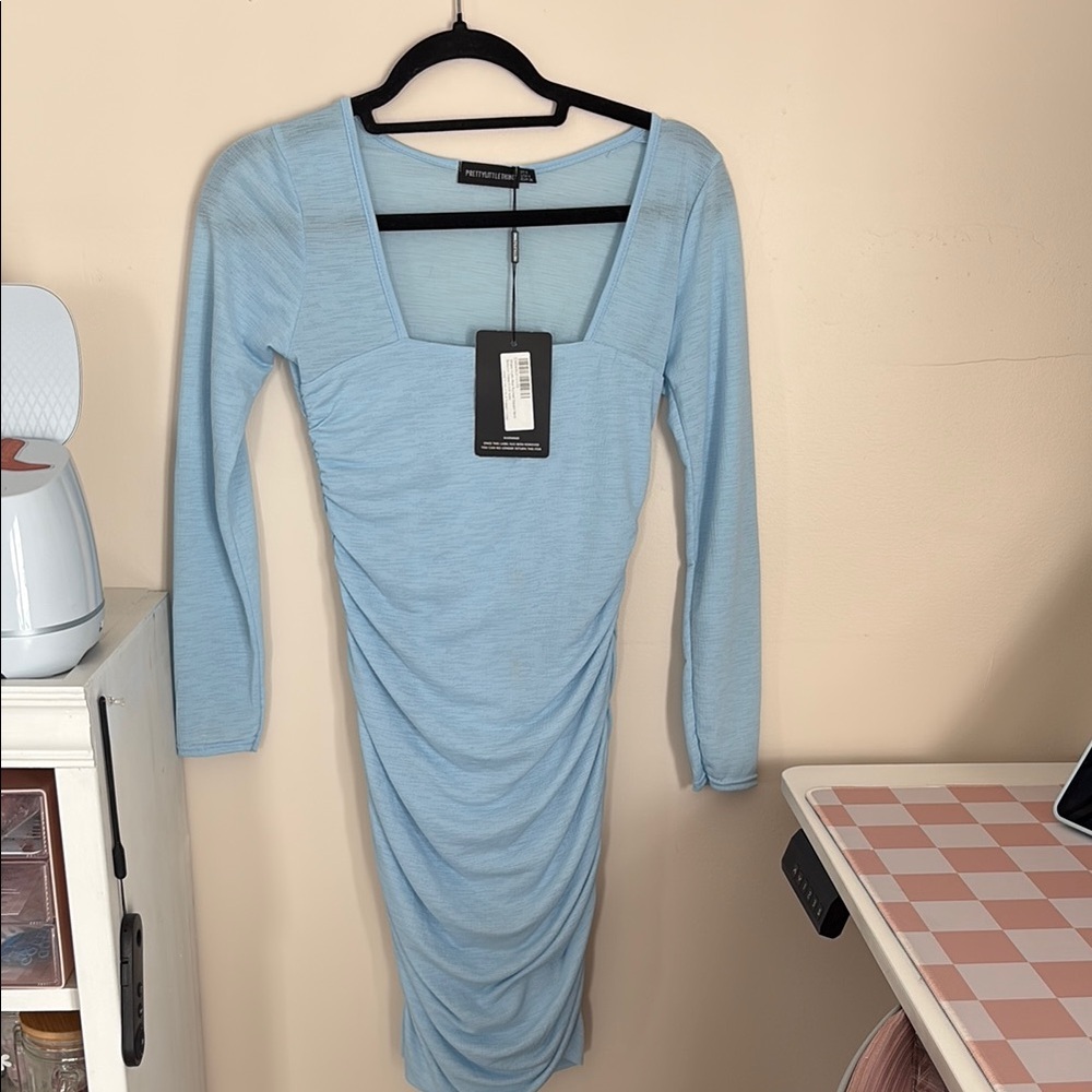 Pale Blue Long Sleeve Dress